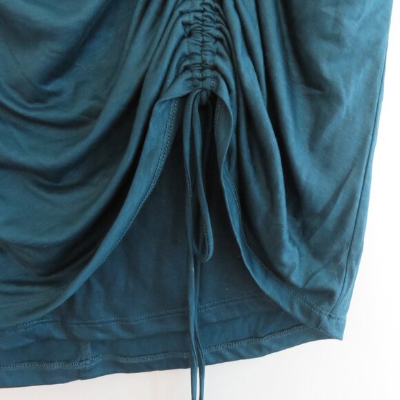 BY ANTHROPOLOGIE Ruched Knit Midi Skirt in Navy Teal Green Stretch - Size M NWT - Picture 6 of 12